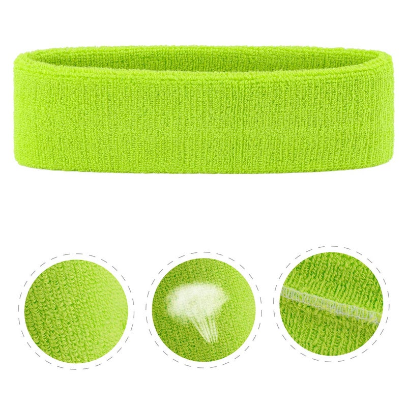 ONUPGO Sweatband Headbands for Men & Women -12PCS Sports Headbands Moisture Wicking Athletic Cotton Terry Cloth Head Band 7.88" x 2.16" - Image 3